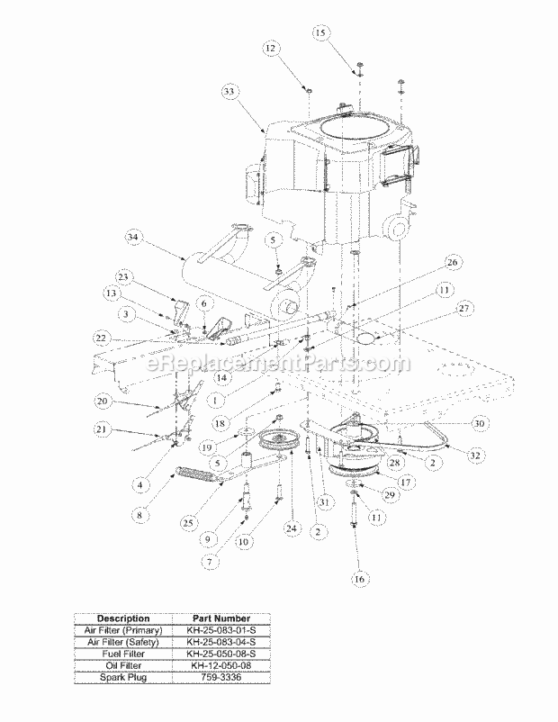 Kohler Engine Assembly Diagram and Parts List for M60-KH 53AB5BDX750 Cub Cadet Sprayer